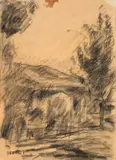 Ardengo Soffici, Paesaggio, disegno a charcoal on paper
