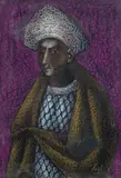 Corrado Cagli, Ritratto di religioso, pastelli on paper applicata on canvas