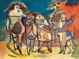 Figure by Mino Maccari, 1955, oil on canvas board, offered May 2010