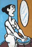 Giuseppe Migneco, Signora allo specchio, tempera on paper