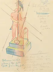 Portasigarette da tavolo Legionario by Thayaht, 1928, pencil and pastelli on paper, offered May 2010