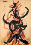 Arturo Carmassi, Corrida, 1955, mixed media on paper applicata on canvas
