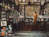 Massimo Giannoni, Studio 1. Per apparizione in libreria, 1999, oil on canvas