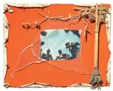 Claudio Costa, ...Il cielo guardando..., 1978, assemblaggio and mixed media on canvas in teca di legno