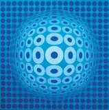 Victor Vasarely, Kek-tuz, 1973, oil on canvas