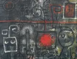 Sergio Fergola, Elegia, 1959, oil and mixed media on canvas tesa on panel