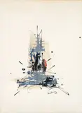 Georges Mathieu, Senza titolo, 1958, mixed media on paper Arches