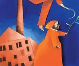 Emilio Tadini, Oltremare, acrylic on canvas