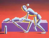 Two Cavity Fighters (Double Helix) by Mark Kostabi, 1994, oil on canvas, offered May 2010