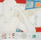 Gianfranco Baruchello, Contorni di figure viste al mattino, 1984, mixed media on canvas