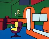 Valerio Adami, Interno borghese, 1968, acrylic on canvas
