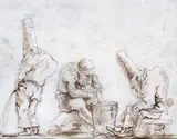 Tre Pulcinella by Giovanni Domenico Tiepolo, Il disegno, offered Jun 2024