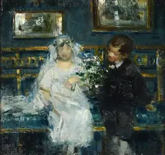 La Prima Comunione by Luca Postiglione, Sul verso: titolo e firma. Parere verbale di autenticità di Andrea Baboni., offered Jun 2024