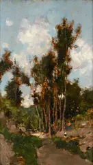 Paesaggio con alberi e figura by Giuseppe Casciaro, 1889, offered Jun 2024