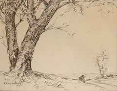 Théophile Steinlen, En chemin, Sign at the bottom to the left. On the reverse: on the closing cardboard