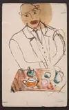 Jules Pascin, Self-portrait at the cafe