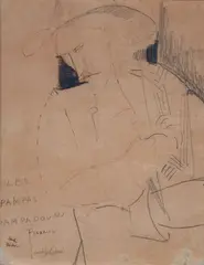 Amedeo Modigliani, The pampas Pampadour, 1916, Signature bottom left; title bottom left. On the reverse. label E. J. Van Wisselingh & Co