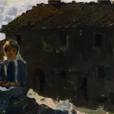 Federico Andreotti, Donna sul muretto e casolare sullo sfondo