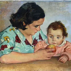 Madre e figlio by Eugenio Carraresi, Sul verso: etichetta dattiloscritta per autenticità di Balda Baldi Carraresi, offered Oct 2023