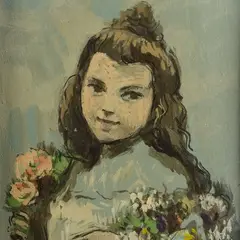 Little girl with flowers by Adolfo Saporetti, 1970, offered Sep 2023