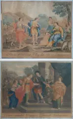 Pair of engravings by Giovanni Battista Cecchi, A) Young Tobias leaves, offered Sep 2023