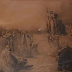 Judith shows the head of Holofernes to the people by Pietro Aldi, 1887, Signature and date lower right. The great painting of ; Judith in the act of showing the, offered Sep 2023