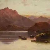 Alfred Fontville de Breanski, Lake landscape at sunset