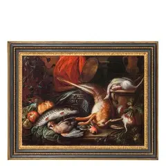 Giacomo Nani, Natura morta con pesci e cacciagione, oil on canvas