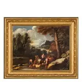 Giovanni Ghisolfi, Paesaggio con Mosè / Paesaggio con il viaggio di Giacobbe, oil on canvas