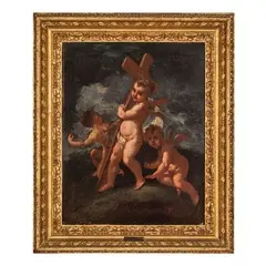 Gesù Bambino e due angeli by Michele Rocca, oil on canvas, offered Mar 2016