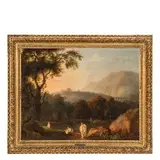 Jacob Philipp Hackert, Paesaggio laziale con bagnanti / Firmato e datato 'ph. Hackert pinxit Romae 1774'