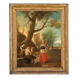 Paolo Monaldi, Paesaggio con scena campestre, oil on canvas
