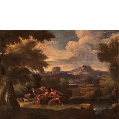 Paesaggio arcadico by Carlo Antonio Tavella, oil on canvas, offered Jun 2016