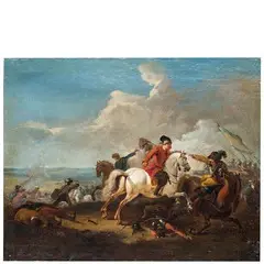 August Querfort, Scena di battaglia, oil on canvas