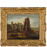 Mathys Schoevaerdts, Paesaggio con rovine e figure, oil on canvas