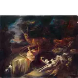 Gaetano Cusati, Scena di caccia al cervo, oil on canvas