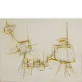 Achille Perilli, Senza titolo, 1957, tempera and pastelli on paper intelata