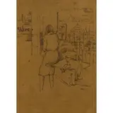 Orfeo Tamburi, Donna al telefono, pencil on paper
