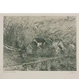 Claude Monet, The Bridge at Vervy, lithograph a colori