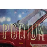 Rotella, Podium, 1989, Decollage e sovrapittura su tela
