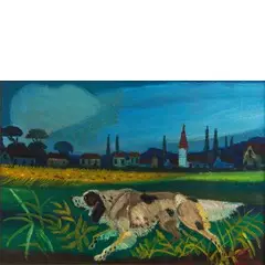 Cane setter in posta, 1952/62 by Antonio Ligabue, oil on faesite, offered Jun 2016