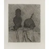 Giorgio Morandi, Natura morta con due oggetti e un drappo su un tavolo, 1920