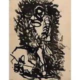 Uomo seduto con giornale, 1964 by Renato Guttuso, ink stesa a pennello on paper, offered Jun 2016