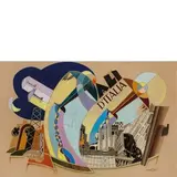 Ettore Tani, Aeropittura, mixed media and collage on cartoncino