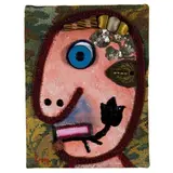 Profilo, 1974 by Enrico Baj, Acrilici e collage su tavola, offered Jun 2016