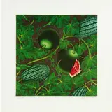 Piero Gilardi, Cocomeri, 1977, screenprint on paper floccata applicata on cartoncino