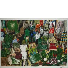 Renato Guttuso, Vucciria, 1979, Stampa litografica a colori su tela