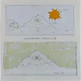 Gianfranco Baruchello, Livorno 1924 / Montagne con occhi, 1995, oil and tecnica mista on canvas applicata on panel