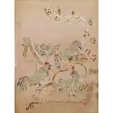 Adriano Spilimbergo, Buenos Ayres 1908 - Milano 1975 / Pannello decorativo con galli, anni '40/'50