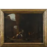 Hendrik Verschuring, Scorcio di rovine con figure, oil on canvas